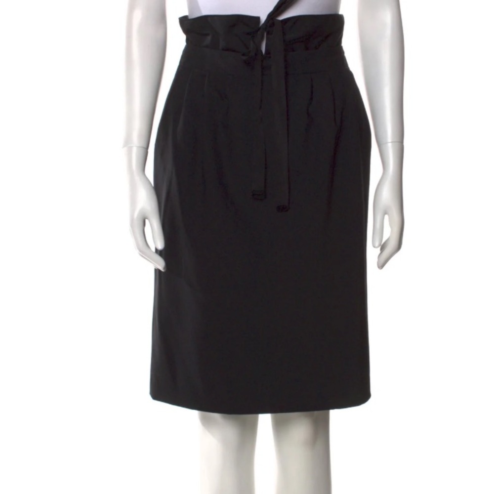 CoSTUME NATIONAL Black Wool tie waist Pencil Skirt